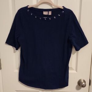 Chico's Navy Blue Short Sleeve Tee